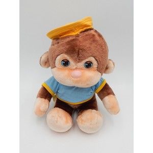 Hasbro Softies Googlies 10 Inch Monkey Wearing Blue Shirt 1986
